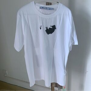 Off-White White Short Sleeve Tee with Black Graphic